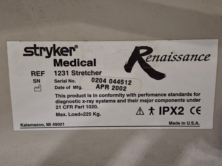 Stryker 1231 Renaissance Series Stretcher