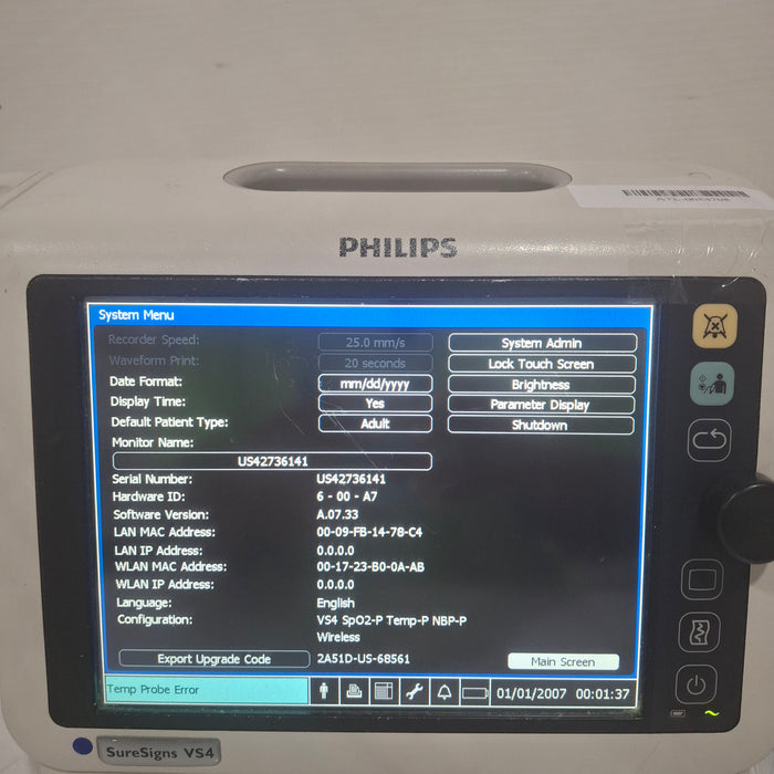 Philips SureSigns VS4 Vital Signs Monitor