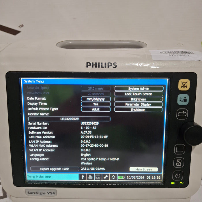 Philips SureSigns VS4 Vital Signs Monitor