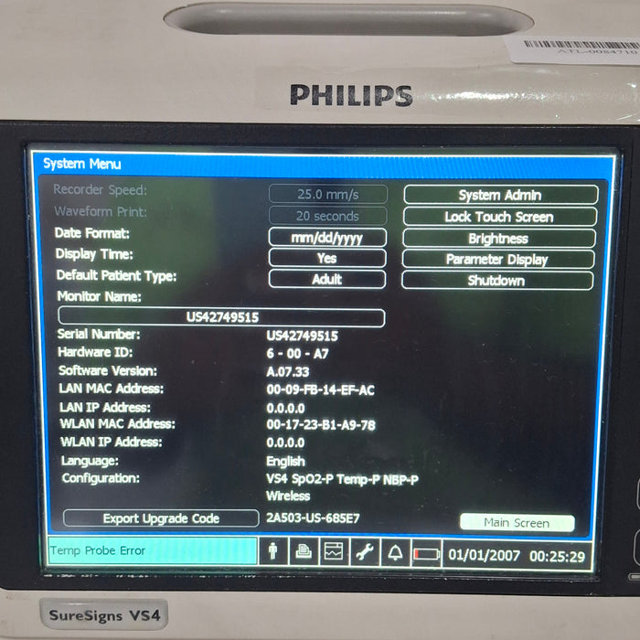 Philips SureSigns VS4 Vital Signs Monitor