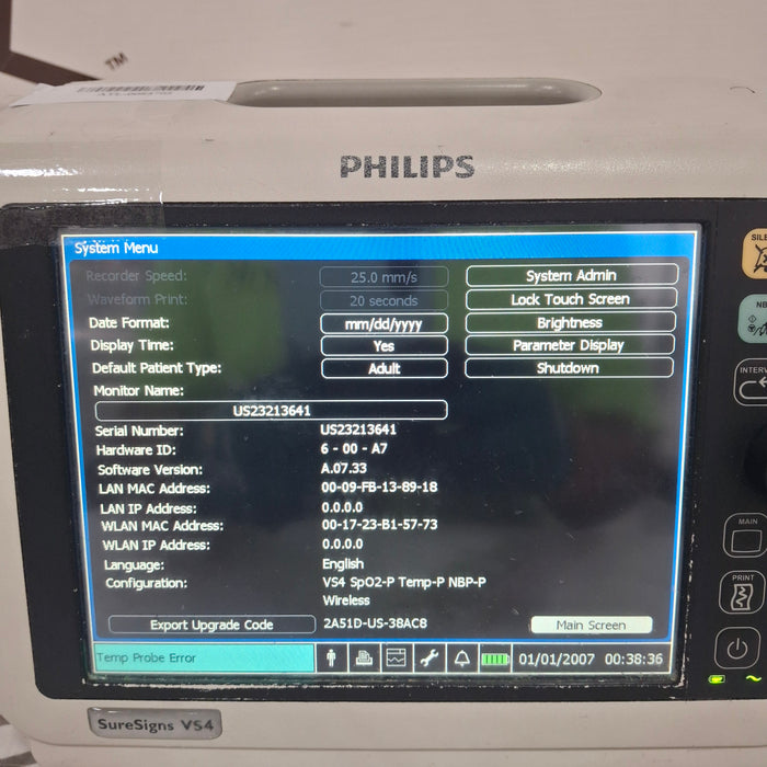 Philips SureSigns VS4 Vital Signs Monitor