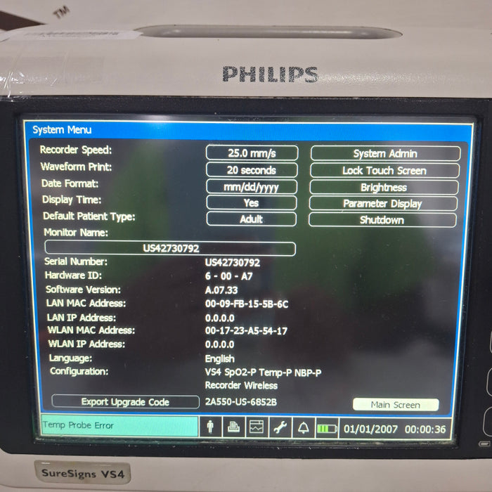 Philips SureSigns VS4 Vital Signs Monitor