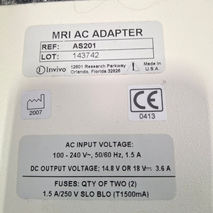 Invivo MDE AS201 MRI AC Adapter