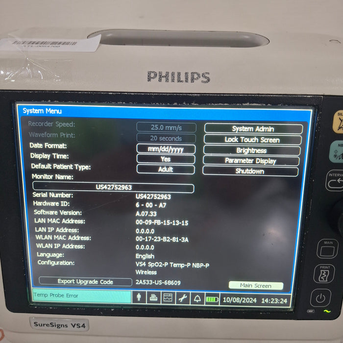 Philips SureSigns VS4 Vital Signs Monitor