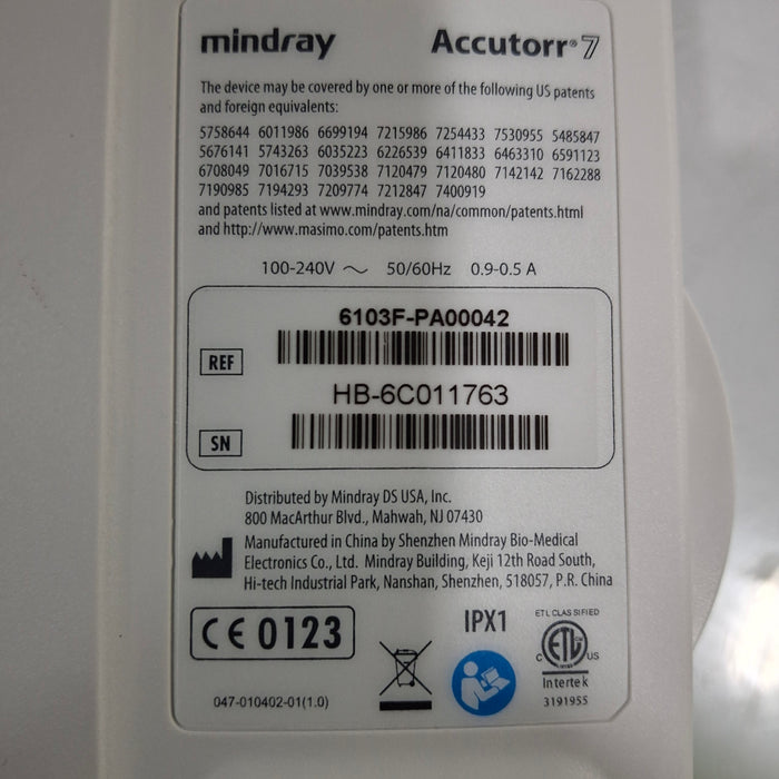 Mindray Accutorr 7 Vital Signs Monitor