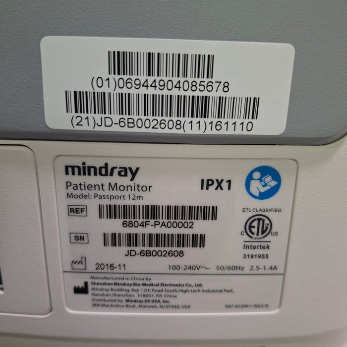 Mindray Passport 12M Patient Monitor