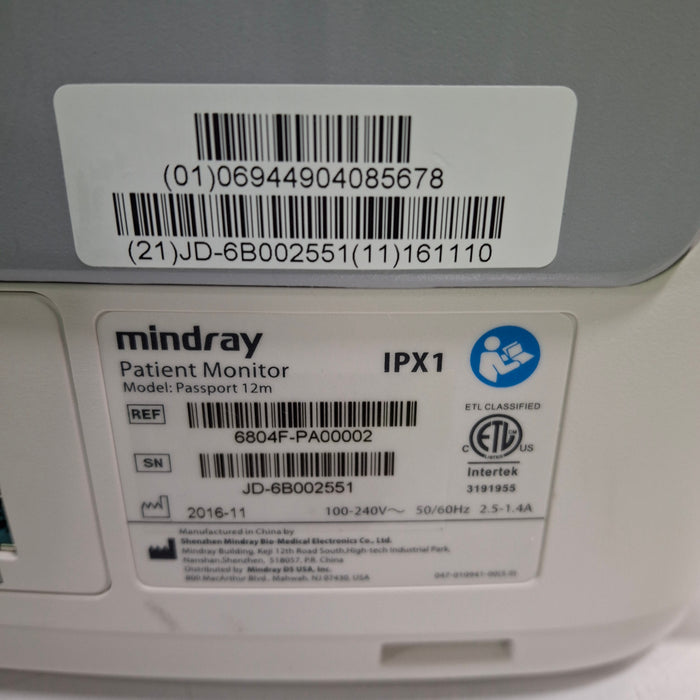 Mindray Passport 12M Patient Monitor