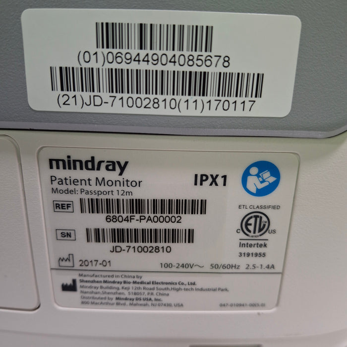 Mindray Passport 12M Patient Monitor