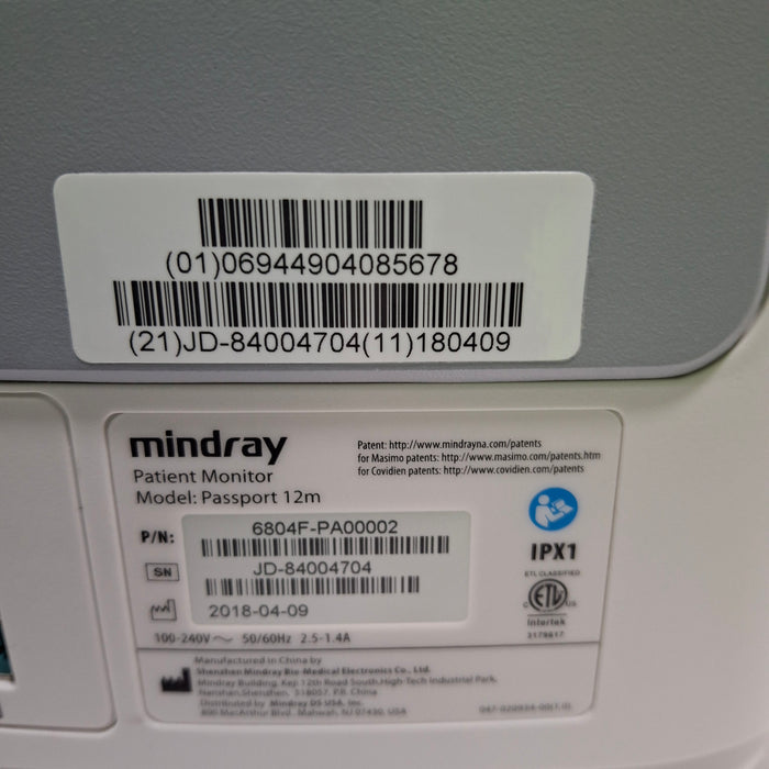 Mindray Passport 12M Patient Monitor
