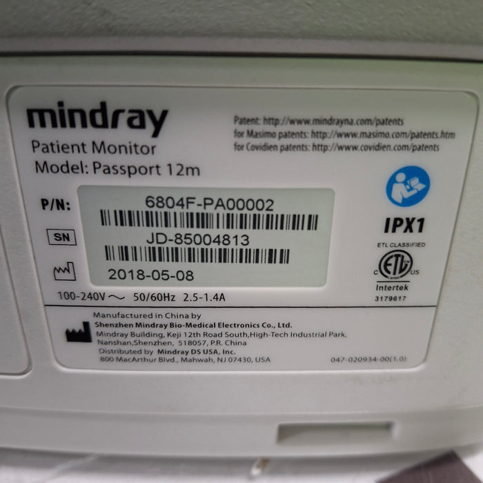 Mindray Passport 12M Patient Monitor