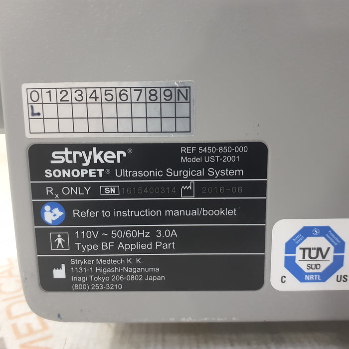 Stryker SonoPet Omni UST-2001 Ultrasonic Surgical System