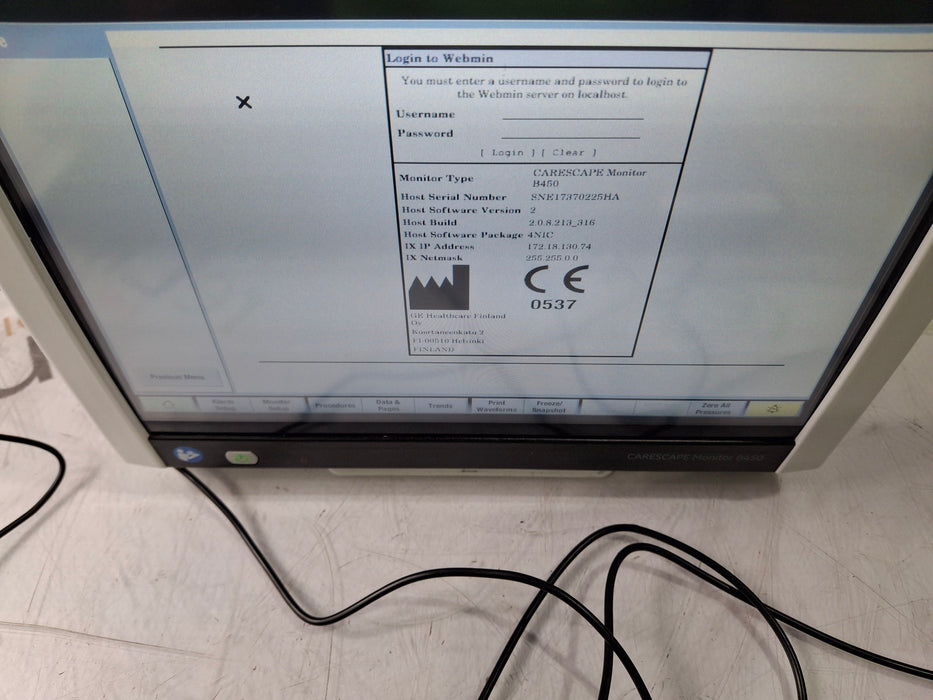 GE Healthcare Carescape B450 Patient Monitor