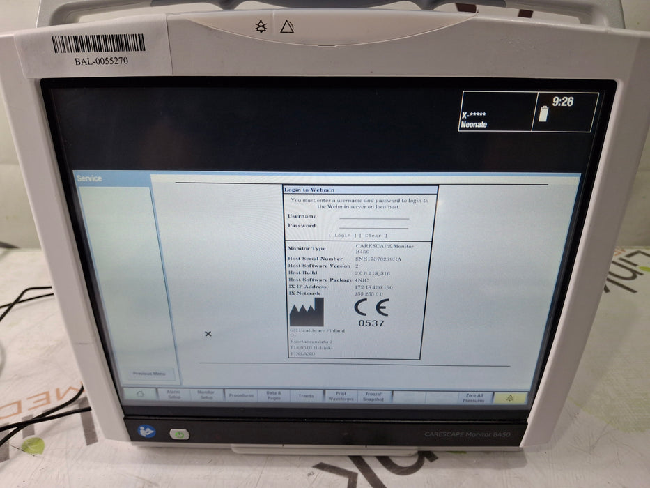 GE Healthcare Carescape B450 Patient Monitor