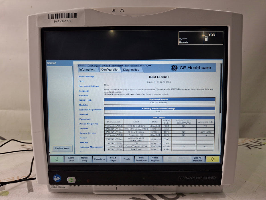 GE Healthcare Carescape B450 Patient Monitor