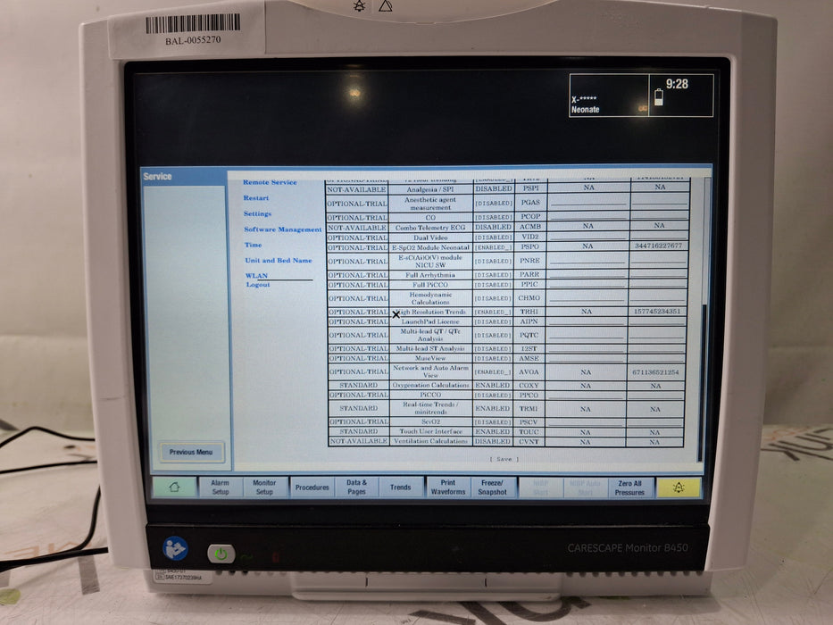 GE Healthcare Carescape B450 Patient Monitor