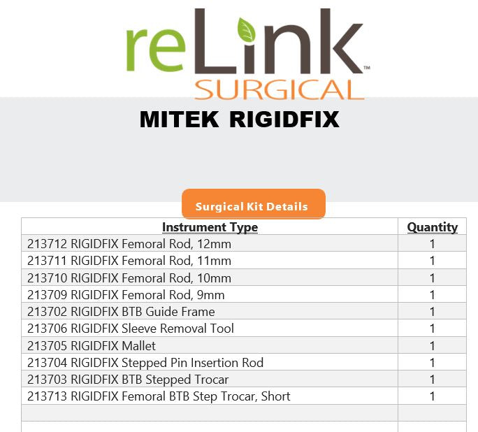 Mitek Rigidfix Bone Tendon ACL Cross Pin System Surgical