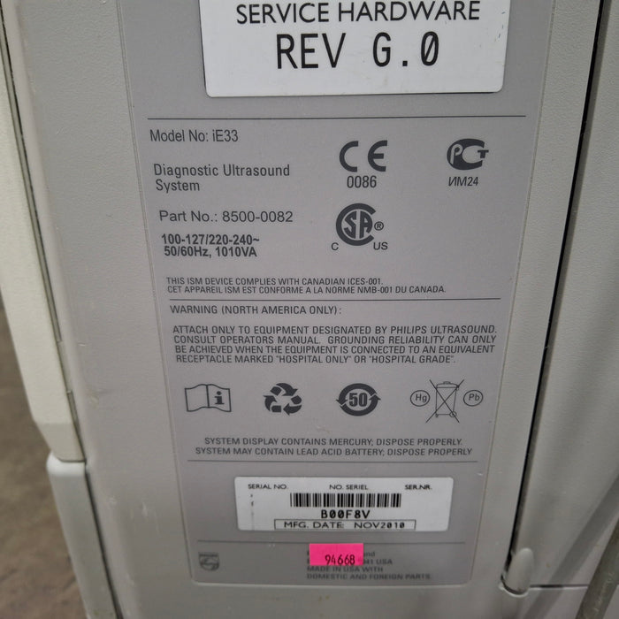 Philips IE33 F-G Cart Ultrasound