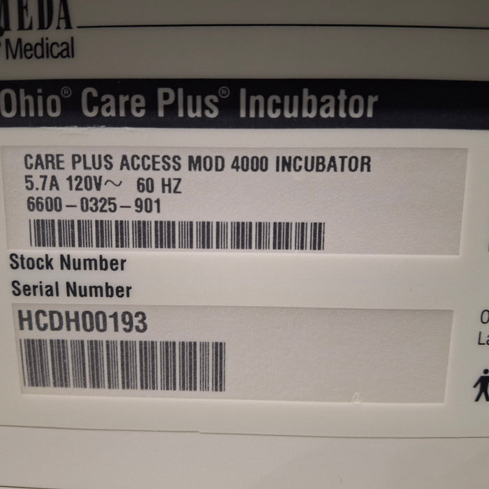 Ohmeda Medical Ohio Care Plus 4000 Incubator