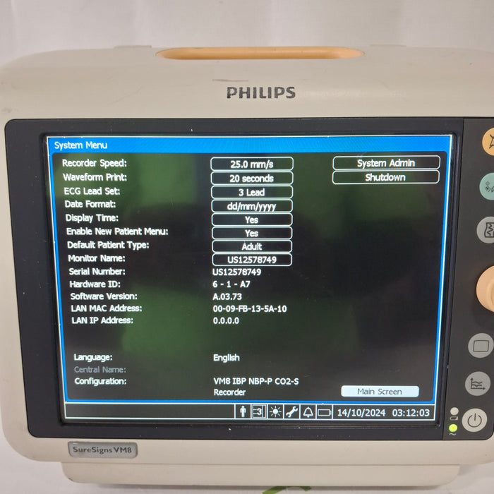 Philips SureSigns VM8 Bedside Patient Monitor