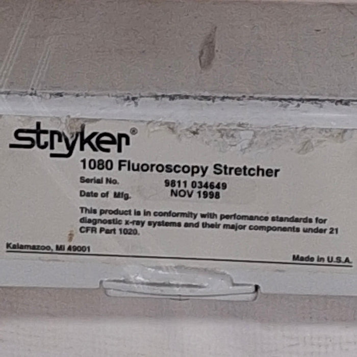 Stryker 1080 Fluoroscopy Stretcher