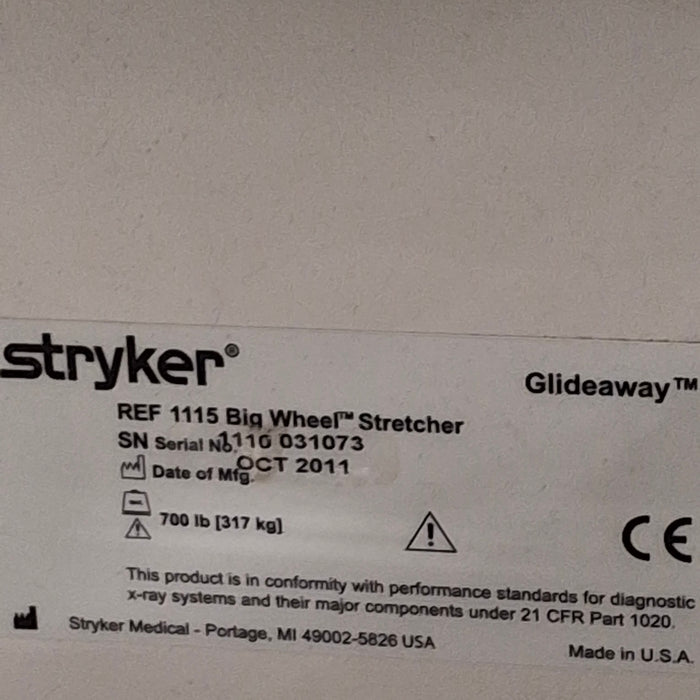 Stryker 1115 Big Wheel Glideaway Stretcher