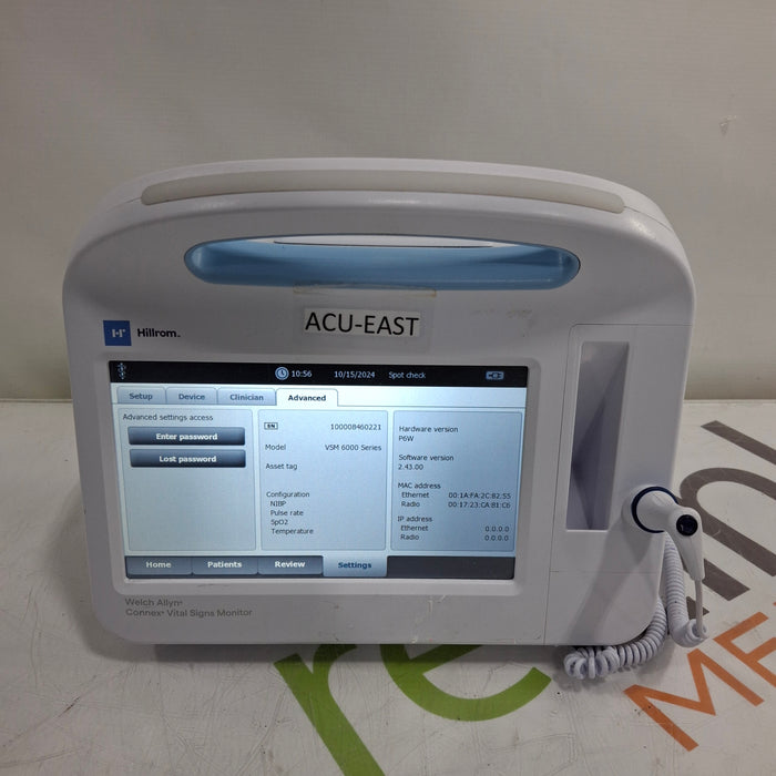 Welch Allyn Connex 6800 - Masimo SpO2, SureTemp Vital Signs Monitor