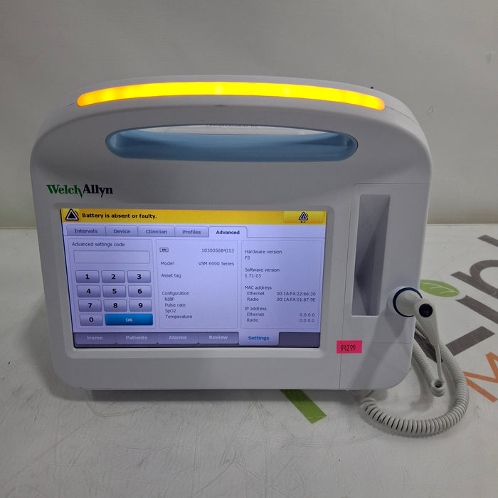 Welch Allyn Connex 6500 - Masimo SpO2, SureTemp Vital Signs Monitor