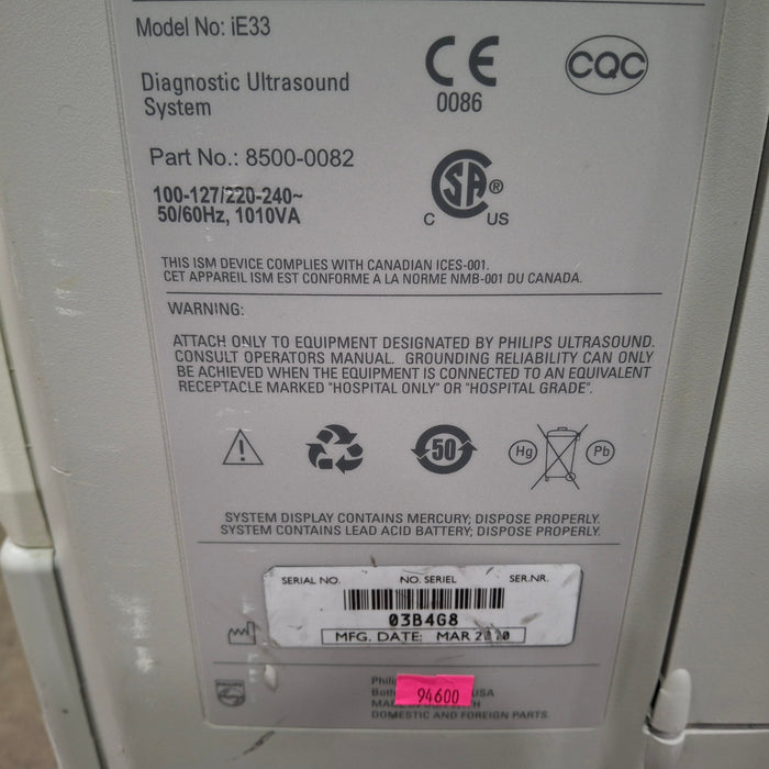 Philips Philips IE33 F-G Cart Ultrasound Ultrasound reLink Medical