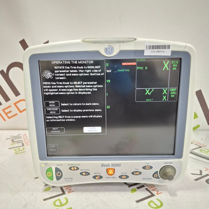 GE Healthcare Dash 5000 - GE/Nellcor SpO2 Patient Monitor