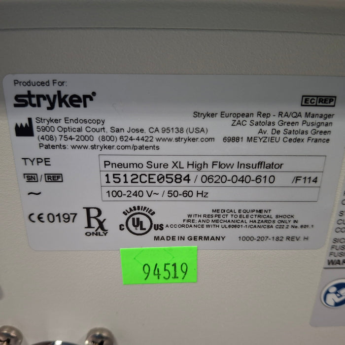 Stryker 620-040-610 Pneumo Sure XL High Flow Insufflator