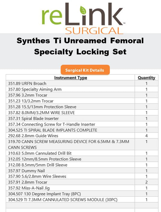 Synthes, Inc. Ti Unreamed Femoral Specialty Locking Set