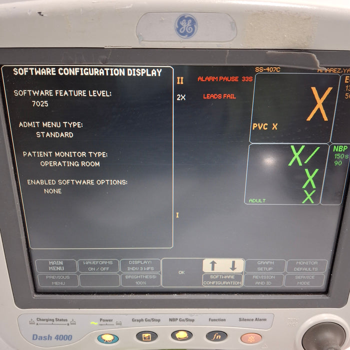 GE Healthcare Dash 4000 - GE/Nellcor SpO2 Patient Monitor