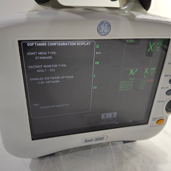 GE Healthcare Dash 3000 - Masimo SpO2 Patient Monitor