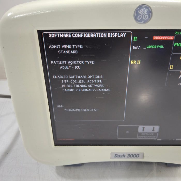 GE Healthcare Dash 3000 - Masimo SpO2 Patient Monitor