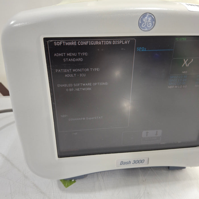 GE Healthcare Dash 3000 - Masimo SpO2 Patient Monitor