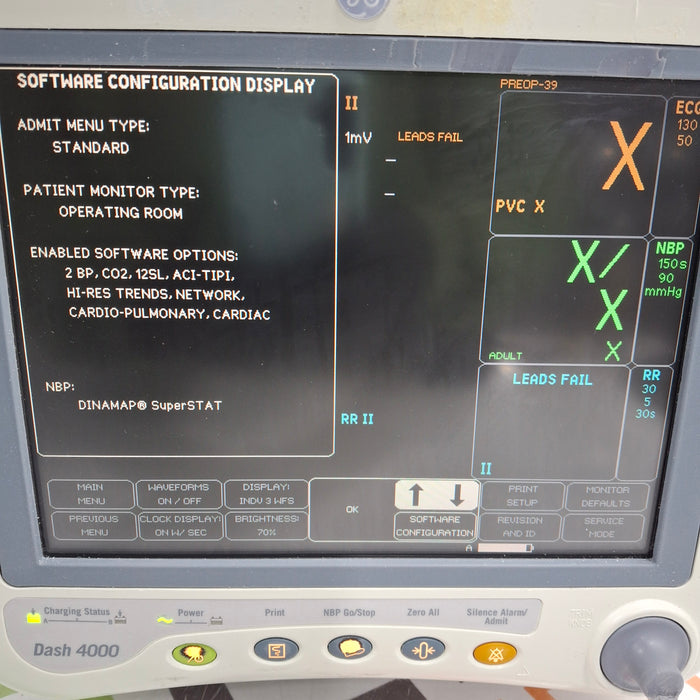 GE Healthcare Dash 4000 - Masimo SpO2 Patient Monitor