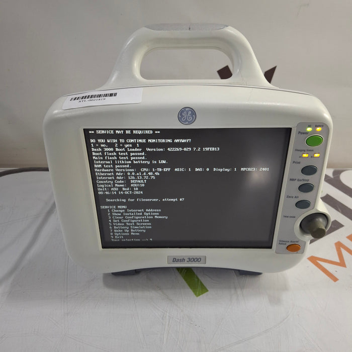 GE Healthcare Dash 3000 - GE/Nellcor SpO2 Patient Monitor