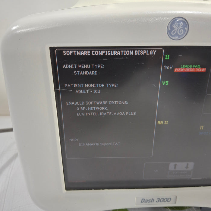 GE Healthcare Dash 3000 - Masimo SpO2 Patient Monitor