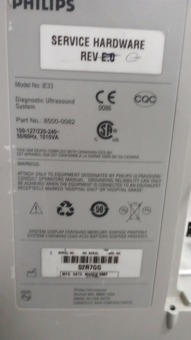 Philips IE33 A-E Cart Ultrasound