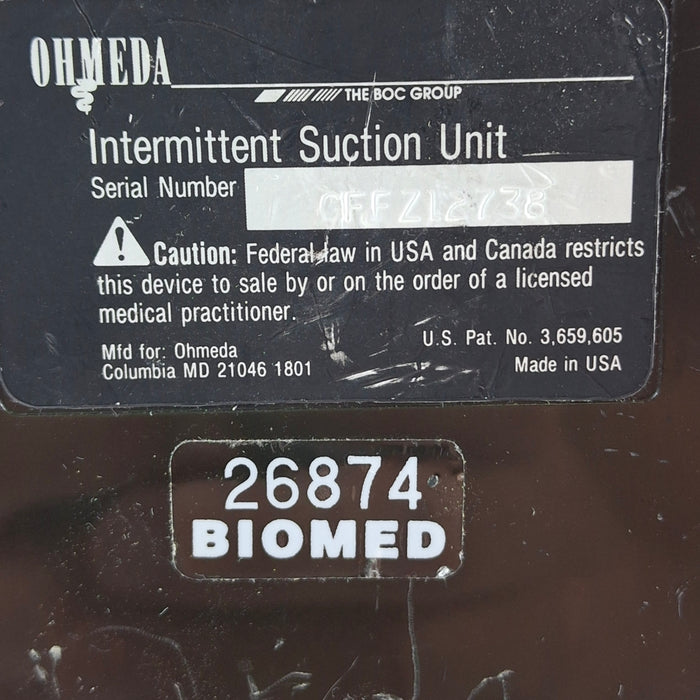 Ohmeda Medical Ohmeda Medical 200 Intermittent Suction Unit Respiratory reLink Medical
