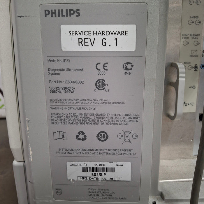 Philips IE33 F-G Cart Ultrasound