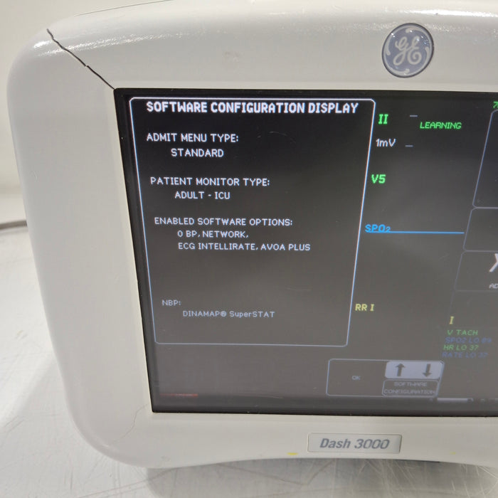 GE Healthcare Dash 3000 - Masimo SpO2 Patient Monitor