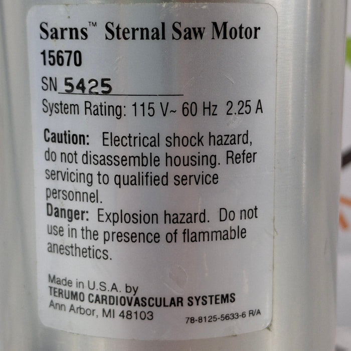 3M 3M Sarns 15670 Sternal Saw Motor with footswitch Surgical Power Instruments reLink Medical