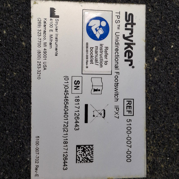 Stryker Stryker TPS 5100-7 Footswitch Surgical Instruments reLink Medical