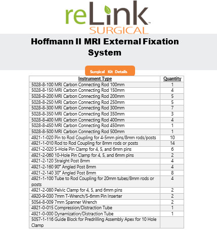 Stryker Stryker 4921-9-984 Hoffmann II MRI External Fixation System Surgical Sets reLink Medical