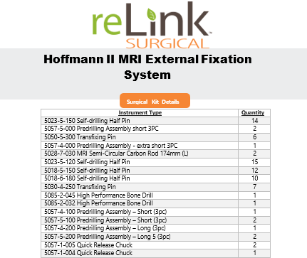 Stryker Stryker 4921-9-984 Hoffmann II MRI External Fixation System Surgical Sets reLink Medical