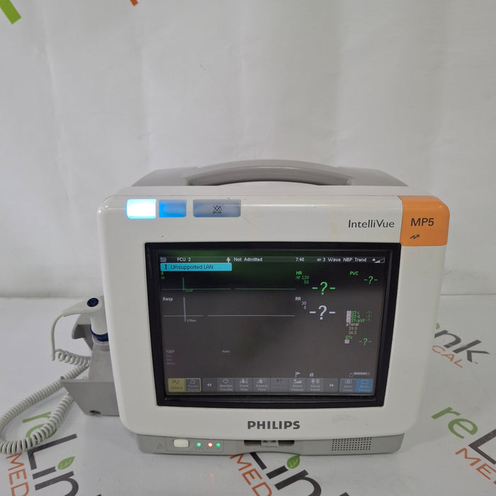 Philips Intellivue MP5 - ECG, Fast SpO2, NIBP Patient Monitor