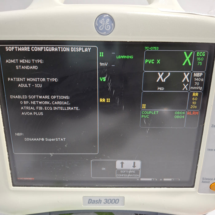 GE Healthcare Dash 3000 - Masimo SpO2 Patient Monitor