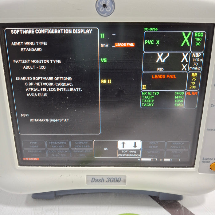 GE Healthcare Dash 3000 - Masimo SpO2 Patient Monitor