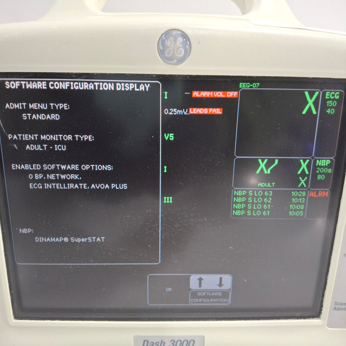 GE Healthcare Dash 3000 - Masimo SpO2 Patient Monitor